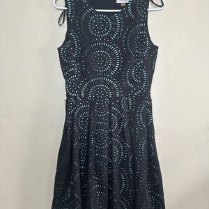 Calvin Klein Black and Light Blue Fit & Flare Sleeveless Dress Size 6